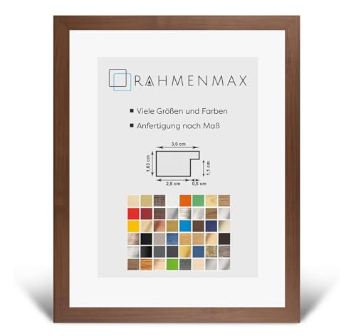 PuzzelMax Puzzlerahmen Bilderrahmen Posterrahmen 75x98 cm Nussbaum Dunkel Dekor 98x75 cm mit klarem Kunstglas von RahmenMax