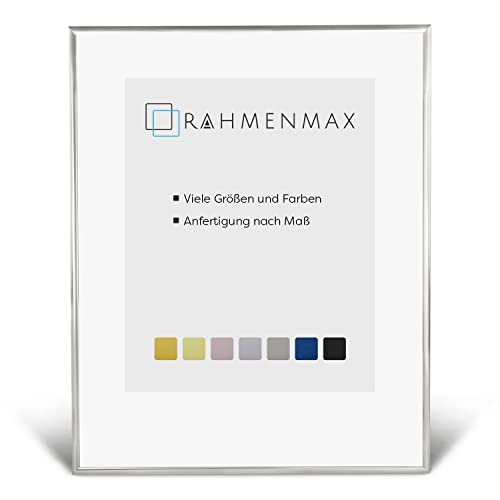 RahmenMax® Alaska Bilderrahmen 21x26 cm zum Aufhängen/Bilderrahmen Maßanfertigung möglich/Posterrahmen aus Aluminium/Bilder Rahmen in Silber Glanz mit Acrylglas/Puzzle Rahmen von RahmenMax
