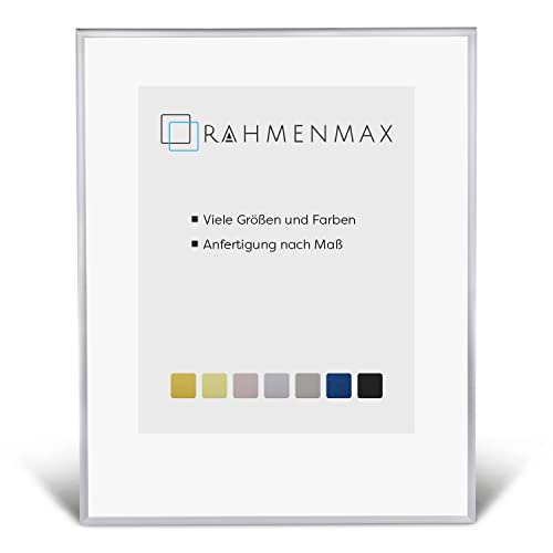 RahmenMax® Alaska Bilderrahmen 46x61 cm zum Aufhängen/Bilderrahmen Maßanfertigung möglich/Posterrahmen aus Aluminium/Bilder Rahmen in Silber Matt mit Acrylglas/Puzzle Rahmen von RahmenMax