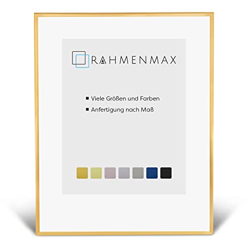 RahmenMax® Alaska Bilderrahmen 60x80 cm zum Aufhängen/Bilderrahmen Maßanfertigung möglich/Posterrahmen aus Aluminium/Bilder Rahmen in Alt Gold Matt mit Acrylglas/Puzzle Rahmen von RahmenMax