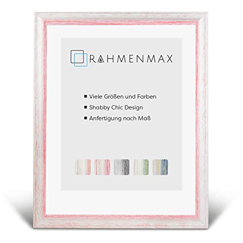 RahmenMax® Attika Bilderrahmen Holz Rustikal 33x48 cm zum Aufhängen/Bilderrahmen Maßanfertigung möglich/Shabby Chic Posterrahmen/Bilder Rahmen in Rot-Beige mit Acrylglas/Puzzle Rahmen von RahmenMax