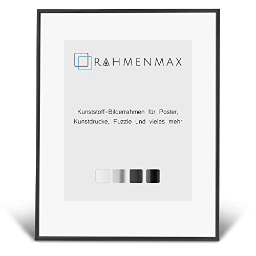 RahmenMax® Iowa Bilderrahmen 20x30 cm zum Aufhängen/Bilderrahmen Maßanfertigung möglich/Posterrahmen aus Kunststoff/Bilder Rahmen in Schwarz Matt mit klarem Acrylglas/Puzzle Rahmen von RahmenMax