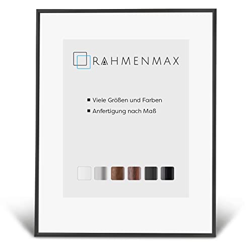RahmenMax® Iowa Bilderrahmen 30x35 cm/Bilderrahmen Maßanfertigung möglich/Posterrahmen aus Kunststoff/Bilder Rahmen in Schwarz Matt mit Antireflex Acrylglas und weißer Rückwand/Puzzle Rahmen von RahmenMax