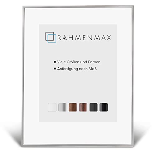 RahmenMax® Iowa Bilderrahmen 80x100 cm zum Aufhängen/Bilderrahmen Maßanfertigung möglich/Posterrahmen aus Kunststoff/Bilder Rahmen in Silber mit Antireflex Acrylglas/Puzzle Rahmen von RahmenMax