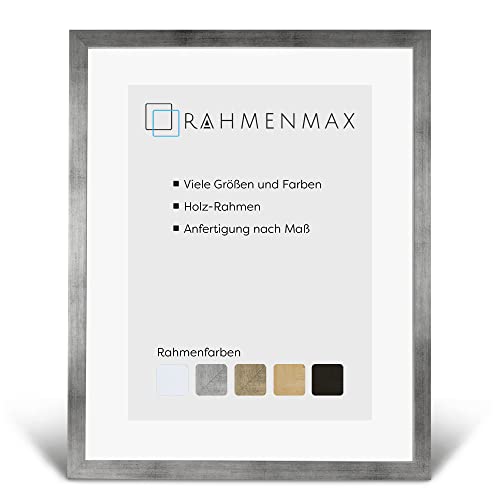 RahmenMax® Jersey A1 Bilderrahmen Holz 59,4x84,1 cm/Bilderrahmen Maßanfertigung möglich/Posterrahmen/Bilder Rahmen in vielen Farben & Größen/Puzzle Rahmen in Silber mit Acrylglas & weißer Rückwand von RahmenMax