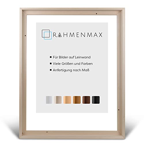 RahmenMax® Luzern Schattenfugenrahmen 27x35 cm aus lackiertem Massiv Holz/Rahmen für Leinwand/Bilderrahmen für Keilrahmen/Leinwandrahmen in Natur unbehandelt - Maßanfertigung möglich von RahmenMax