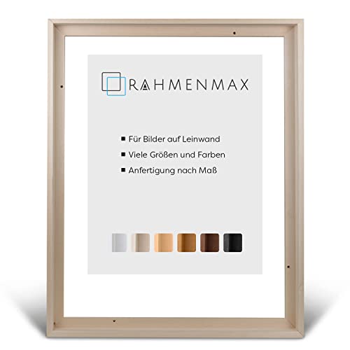RahmenMax® Luzern Schattenfugenrahmen 80x90 cm aus lackiertem Massiv Holz/Rahmen für Leinwand/Bilderrahmen für Keilrahmen/Leinwandrahmen in Natur unbehandelt - Maßanfertigung möglich von RahmenMax