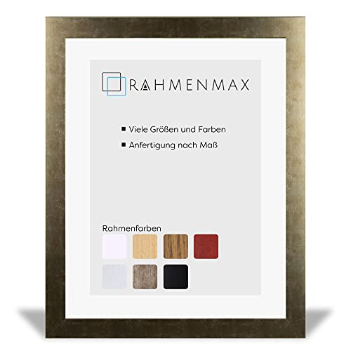 RahmenMax® Morena Bilderrahmen 24x34 cm zum Aufhängen/Bilderrahmen Maßanfertigung möglich/Posterrahmen aus MDF/Bilder Rahmen in Gold Antik mit klarem Acrylglas/Puzzle Rahmen von RahmenMax