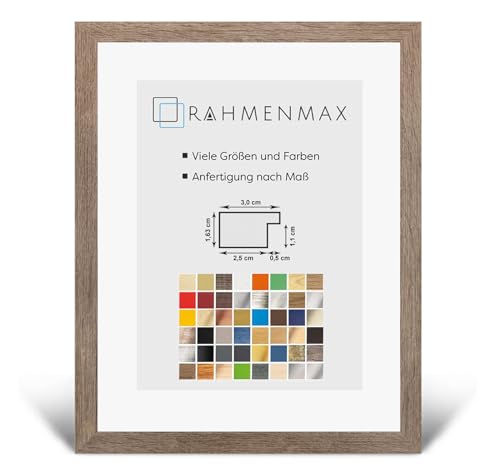 RahmenMax® Morena Bilderrahmen Holz 21x41 cm zum Aufhängen/Bilderrahmen Maßanfertigung möglich/MDF Posterrahmen/Bilder Rahmen in Raucheiche Dekor mit 1mm Antireflex Acrylglas/Puzzle Rahmen von RahmenMax