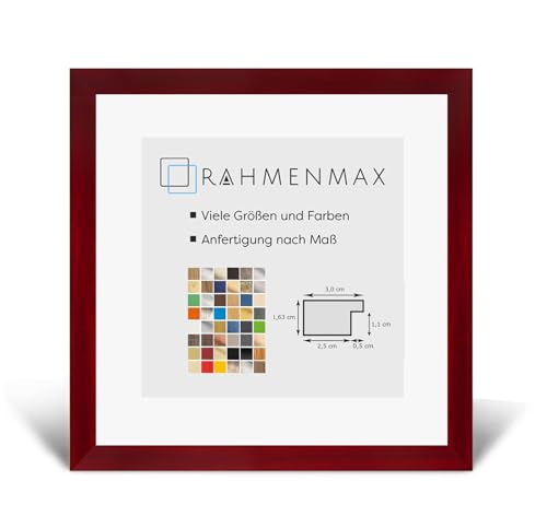 RahmenMax® Morena Bilderrahmen Holz 36x66 cm zum Aufhängen/Bilderrahmen Maßanfertigung möglich/MDF Posterrahmen/Bilder Rahmen in Weinrot gewischt mit 1mm Antireflex Acrylglas/Puzzle Rahmen von RahmenMax