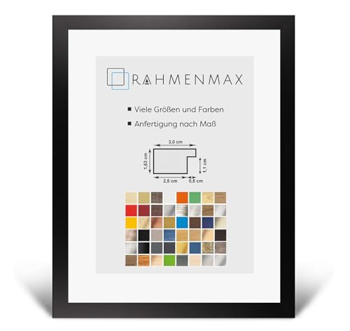 RahmenMax® Morena Bilderrahmen Holz 66x100 cm zum Aufhängen/Bilderrahmen Maßanfertigung möglich/MDF Posterrahmen/Bilder Rahmen in Schwarz Matt mit 1mm klarem Acrylglas/Puzzle Rahmen von RahmenMax
