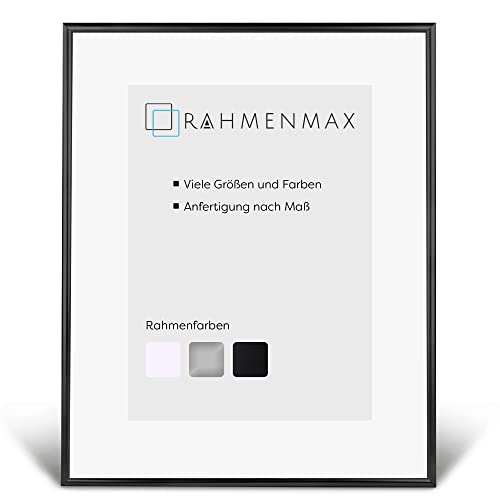 RahmenMax® Ohio Bilderrahmen 60x80 cm zum Aufhängen/Maßanfertigung möglich/Posterrahmen aus Kunststoff/Bilder Rahmen in Schwarz Matt mit Anti Reflex Acrylglas und MDF Rückwand/Puzzle Rahmen von RahmenMax