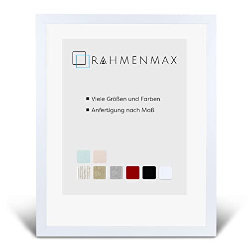 RahmenMax® Skane Bilderrahmen 30x40 cm zum Aufhängen/Bilderrahmen Maßanfertigung möglich/Posterrahmen aus MDF/Bilder Rahmen in Weiß Matt mit Antireflex Acrylglas/Puzzle Rahmen von RahmenMax