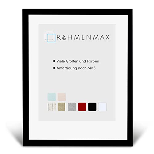 RahmenMax® Skane Bilderrahmen 50x70 cm zum Aufhängen/Bilderrahmen Maßanfertigung möglich/Posterrahmen aus MDF/Bilder Rahmen in Schwarz Matt mit Antireflex Acrylglas/Puzzle Rahmen von RahmenMax