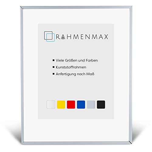 RahmenMax® Texas Bilderrahmen 40x80 cm zum Aufhängen/Bilderrahmen Maßanfertigung möglich/Posterrahmen aus Kunststoff/Bilder Rahmen in Silber mit klarem Acrylglas von RahmenMax