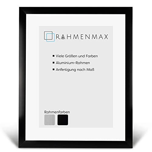 RahmenMax® Yukon Bilderrahmen 42x59,5 cm zum Aufhängen/Bilderrahmen Maßanfertigung möglich/Posterrahmen aus Aluminium/Bilder Rahmen in Schwarz gebürstet mit Acrylglas/Puzzle Rahmen von RahmenMax
