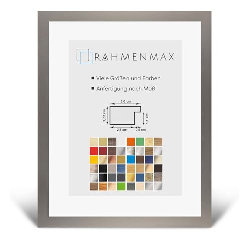 RahmenMax Morena Bilderrahmen Posterrahmen 35x45 cm Graphit Dunkelgrau Anthrazit 45x35 cm mit weisser Rückwand und klarem Acrylglas von RahmenMax