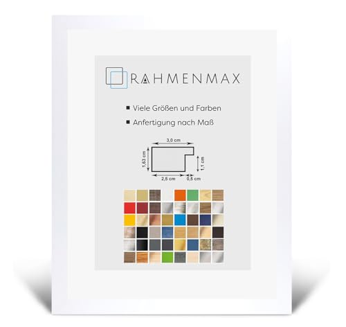 RahmenMax Morena Bilderrahmen Posterrahmen 36,5x49,5 cm Weiss Gemasert 49,5x36,5 cm mit weisser Rückwand und klarem Acrylglas von RahmenMax
