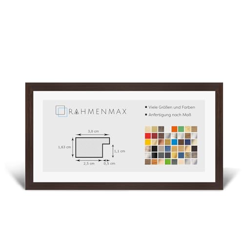 RahmenMax Morena Holz Werkstoff Bilderrahmen 25 x 50 cm modernes sehr eckiges Profil 50 x 25 cm Grosse Farbauswahl jetzt: Eiche dunkel mit Kunstglas Antireflex 1 mm von RahmenMax