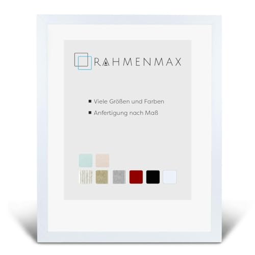 RahmenMax Skane Bilderrahmen Posterrahmen 55x70 cm Standard Formate Weiß Matt RW Weiss Kunstglas klar von RahmenMax