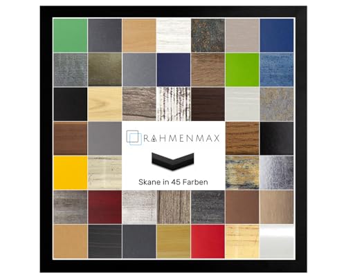 RahmenMax Skane Bilderrahmen Posterrahmen Puzzlerahmen 25x25 cm Schwarz matt 25x25 cm mit weisser Rückwand und klarem Acrylglas von RahmenMax
