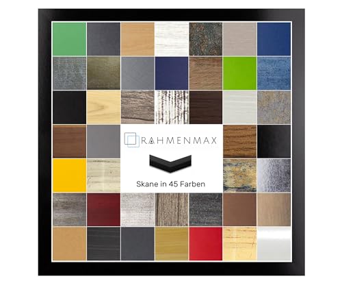 RahmenMax Skane Bilderrahmen Posterrahmen Puzzlerahmen 30x30 cm Schwarz Hochglanz 30x30 cm mit weisser Rückwand und klarem Acrylglas von RahmenMax