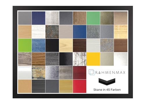 RahmenMax Skane Bilderrahmen Posterrahmen Puzzlerahmen 36,5x49,5 cm Schwarz Gemasert 49,5x36,5 cm mit weisser Rückwand und Antireflex Acrylglas von RahmenMax