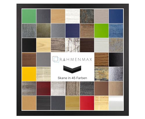 RahmenMax Skane Bilderrahmen Posterrahmen Puzzlerahmen 42x42 cm Schwarz Gemasert 42x42 cm mit weisser Rückwand und klarem Acrylglas von RahmenMax