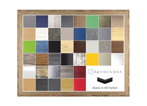 RahmenMax Skane Bilderrahmen Posterrahmen Puzzlerahmen 51x73,5 cm Sonoma Eiche Dekor 73,5x51 cm mit weisser Rückwand und klarem Acrylglas von RahmenMax