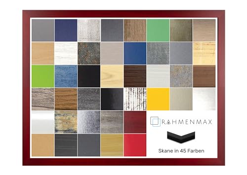 RahmenMax Skane Bilderrahmen Posterrahmen Puzzlerahmen 55x70 cm Weinrot Gewischt Dunkelrot 70x55 cm mit weisser Rückwand und klarem Acrylglas von RahmenMax