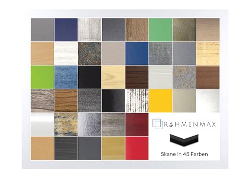 RahmenMax Skane Bilderrahmen Posterrahmen Puzzlerahmen 68x90 cm Weiss Gemasert 90x68 cm mit weisser Rückwand und Antireflex Acrylglas von RahmenMax
