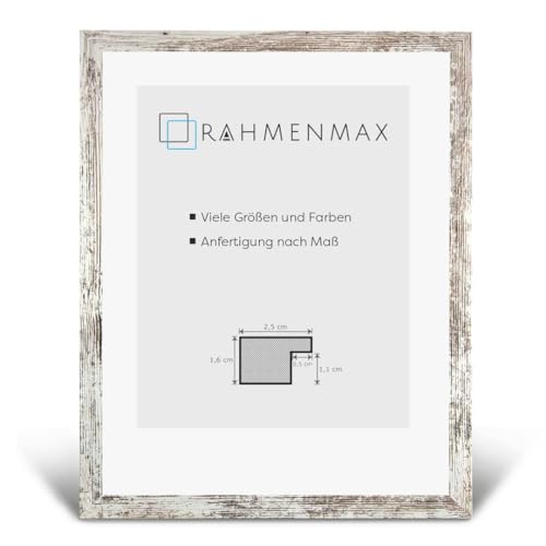 RahmenMax Skane Puzzlerahmen 49,3x69,3 cm Bilderrahmen Weiss Vintage Shabby Chic Hintergrund Weiss Kunstglas klar von RahmenMax