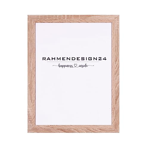 Rahmendesign24 Bilderrahmen Milano | DIN Format Sonoma Eiche 42x59,4 (DIN A2) | Posterrahmen, Fotorahmen, Wechselrahmen von Rahmendesign24