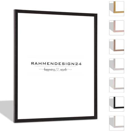 Rahmendesign24 Bilderrahmen Nero 21x28 Schwarz (Matt) Fotorahmen, Wechselrahmen, Posterrahmen, Puzzlerahmen, schmaler Bilderrahmen von Rahmendesign24