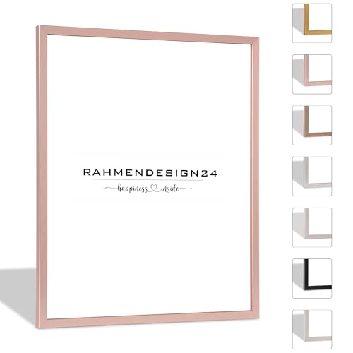 Rahmendesign24 Bilderrahmen Nero 40x60 (POSTERFORMAT) Roségold Fotorahmen, Wechselrahmen, Posterrahmen, Puzzlerahmen, schmaler Bilderrahmen von Rahmendesign24