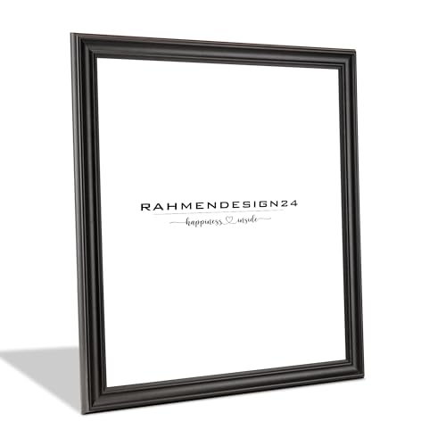 Rahmendesign24 Bilderrahmen Puzzlerahmen Atheno | Schwarz (Matt) 50x70cm (PUZZLEFORMAT)| Barockrahmen Vintage Antik Stil | Klassischer Fotorahmen für Poster und Puzzle | Galerierahmen von Rahmendesign24