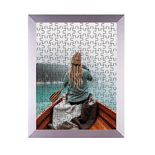 Rahmendesign24 Puzzlerahmen Milano für Puzzle ca. 1000-1500 Teile 80x60cm 60x80cm Silber (hochglanz) mit Acrylglas von Rahmendesign24