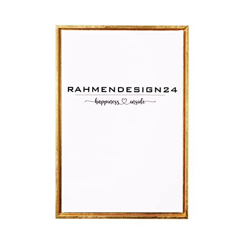 Rahmendesign24 Schattenfugenrahmen Oslo für Keilrahmenbilder und Leinwände 50x50 Blattgold Schattenfuge von Rahmendesign24