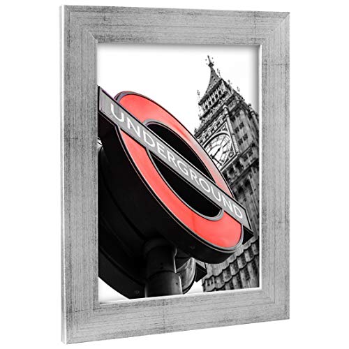 Bilderrahmen Fotorahmen 10x15 cm Silber bilderrahmen zum aufhängen MDF picture frames Farbe und 40 verschiedene Größen wählbar ohne Passepartout Rahmen London von Rahmengalerie24