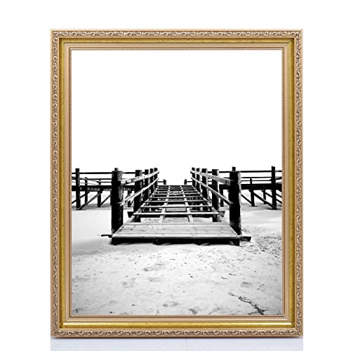 Bilderrahmen Fotorahmen 30x45 cm Gold bilderrahmen zum aufhängen Holz Picture Frames Farbe und 40 verschiedene Größen wählbar ohne Passepartout Rahmen Athen von Rahmengalerie24