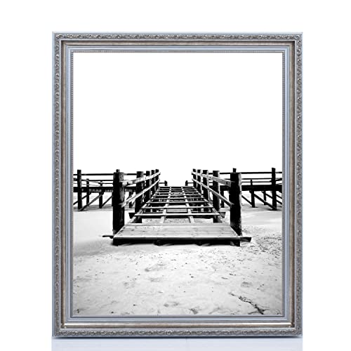 Bilderrahmen Fotorahmen 40x50 cm Silber bilderrahmen zum aufhängen Holz Picture Frames Farbe und 40 verschiedene Größen wählbar ohne Passepartout Rahmen Athen von Rahmengalerie24