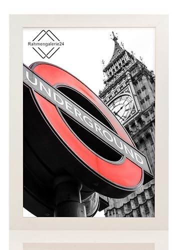 Bilderrahmen Fotorahmen 40x60 cm weiß bilderrahmen zum aufhängen MDF picture frames Farbe und 40 verschiedene Größen wählbar ohne Passepartout Rahmen London von rahmengalerie24