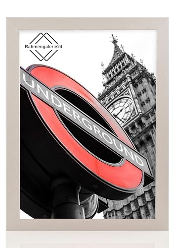 Bilderrahmen Fotorahmen 80x100 cm Edelstahl bilderrahmen zum aufhängen MDF picture frames Farbe und 40 verschiedene Größen wählbar ohne Passepartout Rahmen London von rahmengalerie24