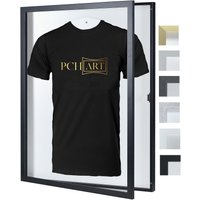 Trikot Rahmen Vitrine 3D Objektrahmen in 72x92 cm Mit Drehtür, Bügel Und Hintergrund Weiß von Rahmengalerie24