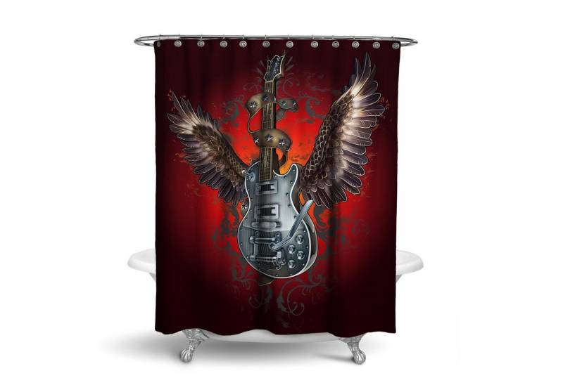 RAHMENLOS® Duschvorhang Motiv Gitarre - 180 cm x 200 cm Breite 180 cm von RAHMENLOS®