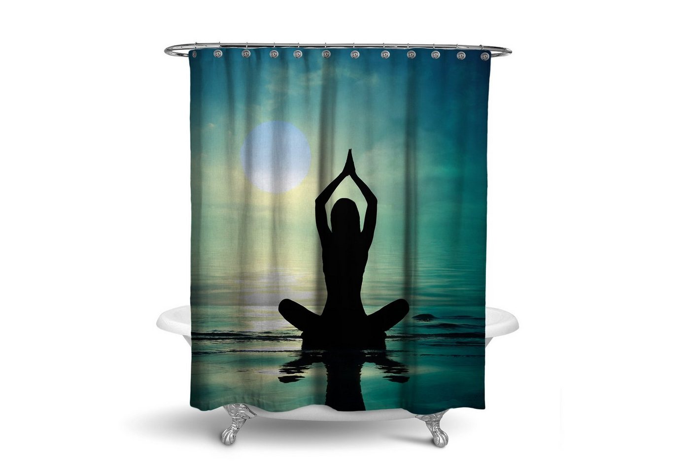 RAHMENLOS® Duschvorhang Motiv Relax Yoga - 180 cm x 200 cm Breite 180 cm von RAHMENLOS®