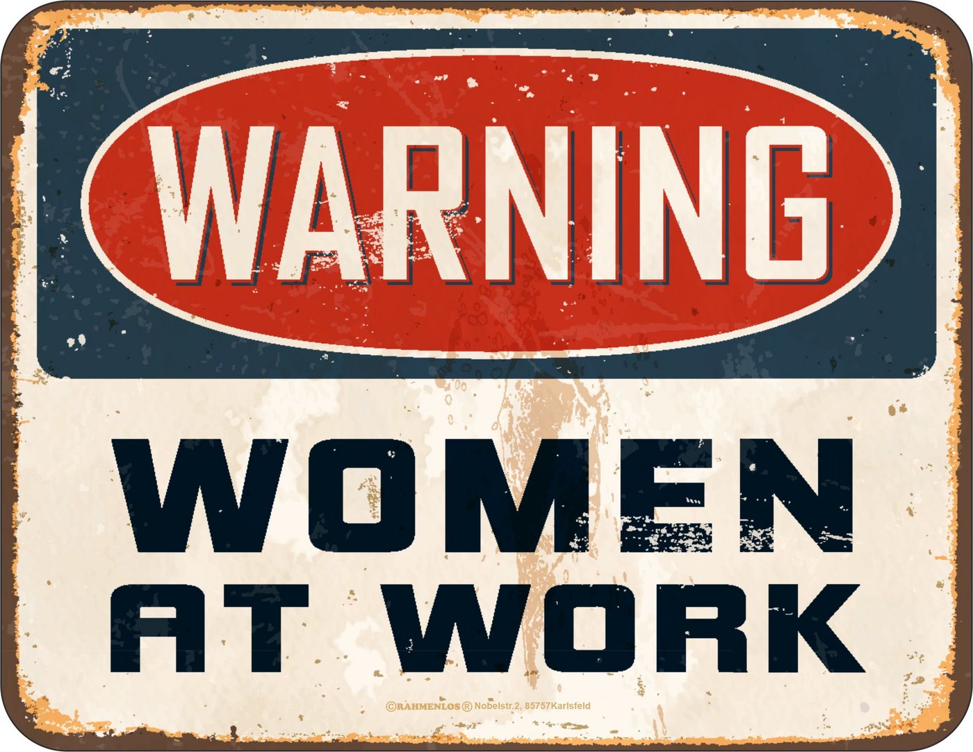 RAHMENLOS® Metallschild für Frauen: Women at Work von RAHMENLOS®