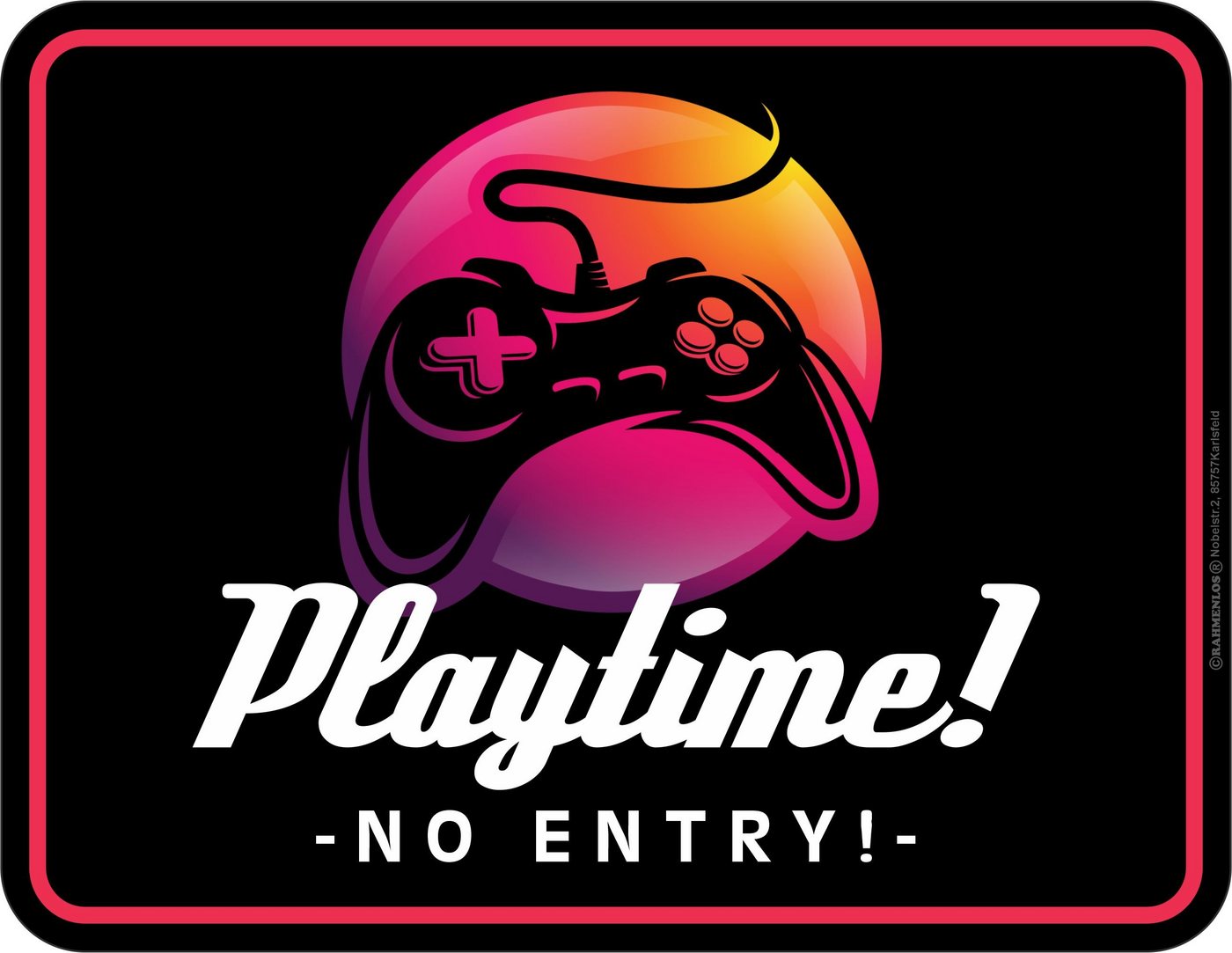 RAHMENLOS® Metallschild für Zocker und Gamer: Playtime! No Entry von RAHMENLOS®
