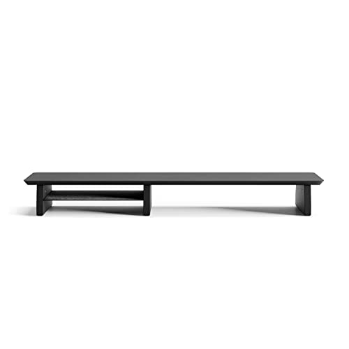 Schreibtischregal Cockpit-System Monitorständer Schreibtisch-Organizer Dual Screen Setup Riser (Schwarzes Holz, Medium | 91.5cm) von Raico