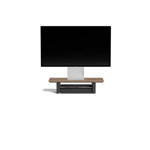 Raico Schreibtischregal Monitorständer Setup Cockpit Ergonomischer Dual-Screen-Riser Minimaler Schreibtisch-Organizer aus Holz (Walnuss, Small | 47cm) von Raico